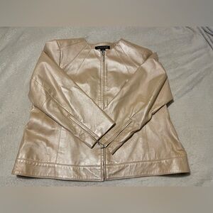 Dialogue Beige Leather Jacket